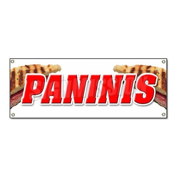 PANINIS BANNER SIGN sandwich sign hot concession pressed toasted food